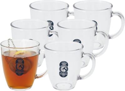Excellent Houseware Koffie/thee glas - 6x - onbreekbaar kunststof - 380 ml - herbruikbaar - camping/kantine