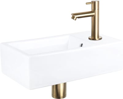 Differnz Force Fonteinset - Keramiek - Kraan recht mat goud - 40 x 22 x 11.5 cm