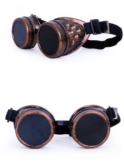 KIMU® Goggles Steampunk Bril - Koper Montuur - Zonnebril Glazen - Koperkleurig Motorbril Burning Man Rave Space Stofbril Zijkleppen Festival