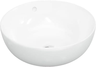 Ronde Keramiek Wastafel Wit 44x17 cm | Stijlvolle Badkamer Wastafel
