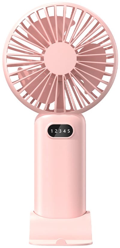 Mini draagbare ventilator, draagbaar en klein met 5 snelheden, USB oplaadbare batterij, geschikt voor buitengebruik, reizen, concerten, cadeau voor dames en heren - roze