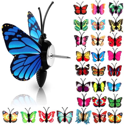 Decoratieve Vlinder Punaises – 3D-Vlindereffect – Kleurrijk – Puntige Metalen Pin – Compact Formaat – 30 Stuks – Mix van Kleuren