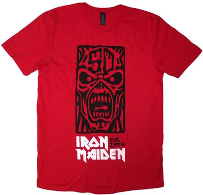 Iron Maiden - Est. 1975 Stamp Logo Black Heren T-shirt - S - Rood