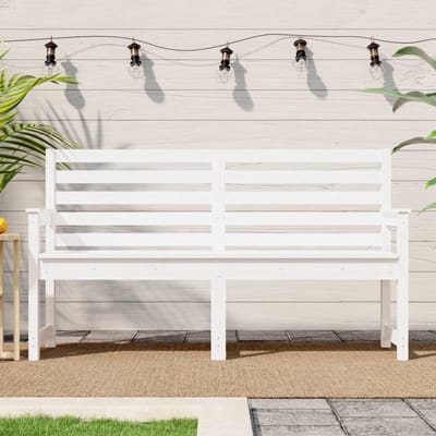 Houten Tuinbank - Buitenbank Zitbank - Ontspannen Buiten - Massief Grenenhout - 159 x 48 x 91 cm - Wit