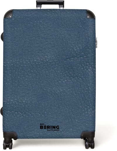 NoBoringSuitcases.com® - Koffer groot - Reiskoffer lichtgewicht - Lederen look grijs blauw - Rolkoffer met 4 wielen - Grote trolley XL - 98 liter bagage