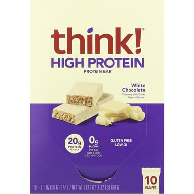 Pense!, Barres Hyperprotéinées, Chocolat Blanc, 10 Barres, 2,1 oz (60 g) Chaque