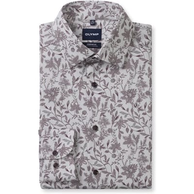 OLYMP Luxor 24/Seven Overhemd, Comfort Fit, New Kent, Zilvergrijs