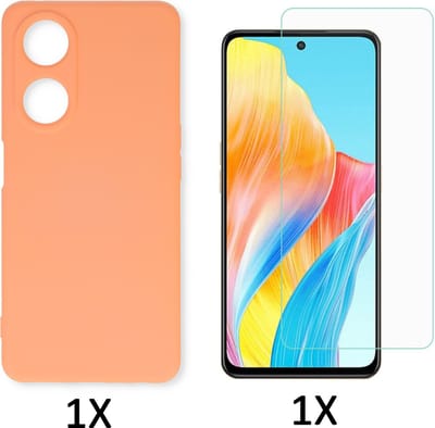 Casemania Hoesje Geschikt voor Oppo Reno 8T 4G Zalm Roze & Glazen Screenprotector - Siliconen Back Cover