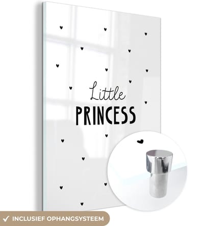 MuchoWow® Glasschilderij 30x40 cm - Schilderij acrylglas - Spreuken - Little princess - Meisjes - Prinses - Quotes - Foto op glas - Schilderijen