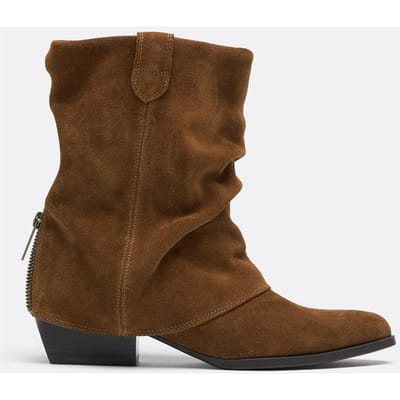 Stradivarius Enkellaarsjes met halfhoge hak, maillot en leer  Leer 35