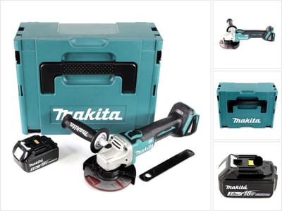 Makita DGA 504 F1J accu haakse slijper 18 V 125 mm borstelloos + 1x accu 3,0 Ah + Makpac - zonder oplader
