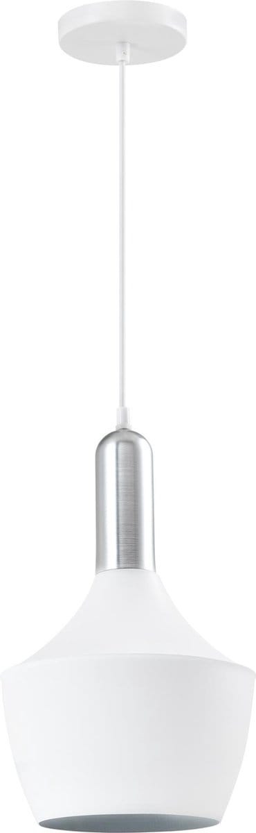 QUVIO Hanglamp modern - Lampen - Plafondlamp - Verlichting - Verlichting plafondlampen - Keukenverlichting - E27 - Met 1 Lichtpunt - Voor binnen - D 25 cm - Metaal - Aluminium - Zilver - Wit