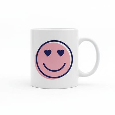 Smileys Gezicht met Hartjesogen – Schattige Aesthetic Koffiemok 330 ml