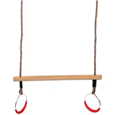 Swing King Trapeze met ringen - Houten trapeze voor 3-12 jaar - In hoogte verstelbaar