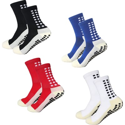 4 Paar Heren Voetbalsokken Anti Slip Non Slip Grip Pads voor Voetbal Basketbal Sporten Grip Sokken One Size black