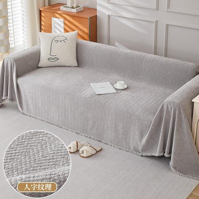 Moderne Eenvoudige Chenille Visgraat Sofa Hoes Doek Vier Seizoenen Universele Handdoek Effen Kleur Volledige Wikkel Hoes Doek Sofa Deken 90x180cm 1pcs