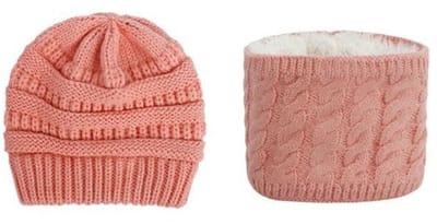 Setje Muts & Colsjaal met Voering – Baby/Kind – Zalmroze – 3-12 maanden