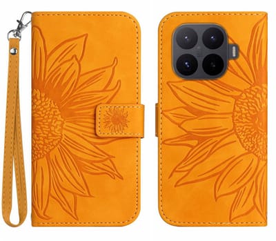 Coverup Hoesje - Geschikt voor Xiaomi 17T Pro Hoesje - Coverup Zonnebloem Book Case met Koord - Oranje