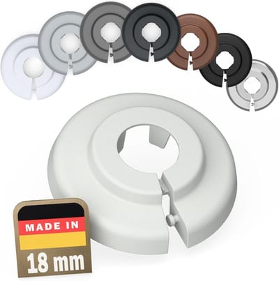 Buis Rozetten - Afdek Rozetten Leidingen - Lelijke Overgangen Bedekken - Eenvoudig Klikmechanisme - 18mm Binnendiameter - Lichtgrijs RAL 7035