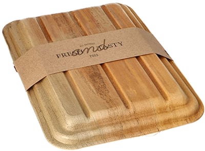 10 Dienbladen, palmblad pure 2-vaks 400 ml 5,5 cm x 17,5 cm x 25,5 cm met deksel en sleeve