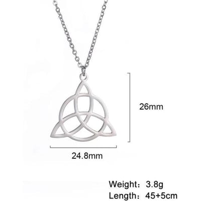 Hekserij Heks Knoop Kettingen Rvs Geometrie Lange Ketting Voor Vrouwen Mannen Mode Zilveren Kleur Sieraden Geschenken white