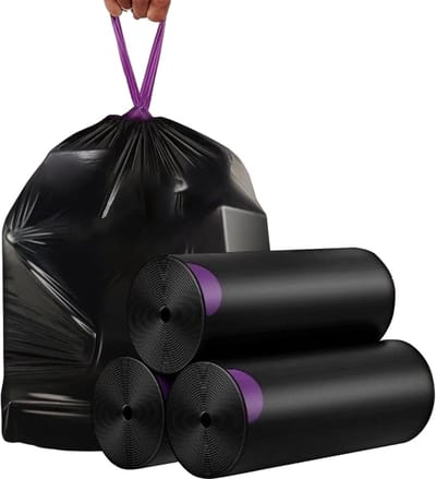 Dailygoods- Afvalzakken 60 liter - 216 stuks - Scheurvast - Trekkoord - Ideaal voor huis/tuin/industrie - 60 x 70 cm - Vuilniszak