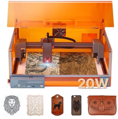Lasergraveermachine - Lasersnijder Met Behuizing - Vermogen 20 W - Werkgebied 300 x 300 mm - Snelheid 7000 mm/min - Laserklasse 1 - Geschikt voor Hout, Leer, Glas, Metaal
