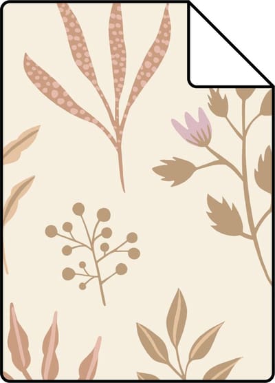 Proefstaal ESTAhome behang bloemmotief in Scandinavische stijl beige - 26.5 x 21 cm - 139738-S