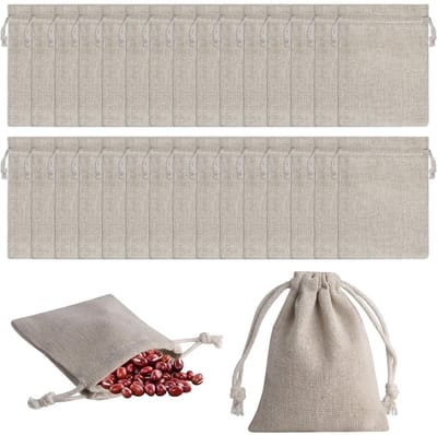 Dailygoods- Katoenen Zakjes 30 Stuks - Herbruikbaar - Mousseline Zakjes - Trekkoord - Duurzaam - Milieuvriendelijk - 8 x 10 cm