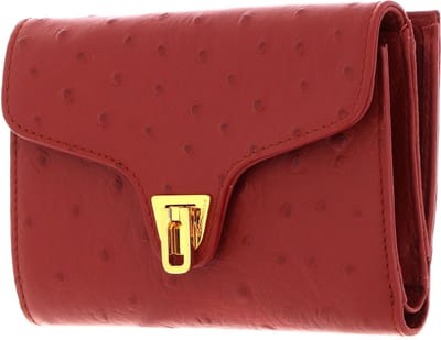COCCINELLE Leren Portemonnee Beat Ostrich Wallet Acero Donkerrood