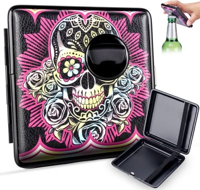 Sigarettendoosjes Calavera Design - Flesopener - 20 Sigaretten - Paars