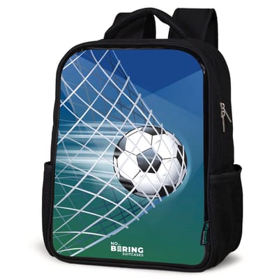 NoBoringSuitcases.com® - Rugzak zwart - Schooltas jongen & meisje - Bal in het goal - Rugtas voor school - Boekentas kind - Schoolrugzak - Kinderrugzak