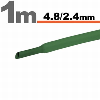 5× 1 Meter Krimpkous Groen 4,8 / 2,4 mm – 5 Stukken Van 1 Meter – Warmtekrimpbuis Voor Isolatie En Kabelbescherming – Geschikt Voor Elektrische Installaties En Reparaties [11025Z]