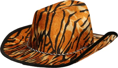 Atosa Carnaval verkleed hoed - cownboy - bruin - volwassenen - Tijger print