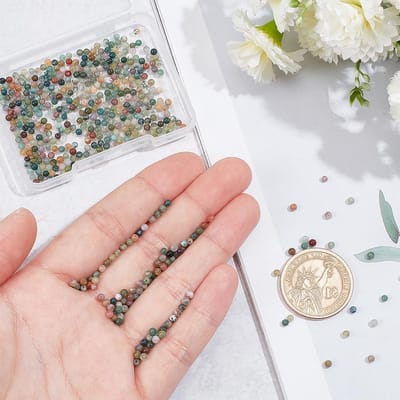 480 Stuks 2mm Natuurlijke Indian Agate Kralen - Multicolor Losse Spacer Kralen voor Armbanden, Gat: 0.8mm, Perfect voor Sieraden maken en DIY Projecten