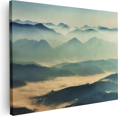 Artaza Canvas Schilderij Landschap - 40x30 cm - Klein - Wanddecoratie Bergen - Muurdecoratie Zonsondergang - Kamer Accessoires Natuur