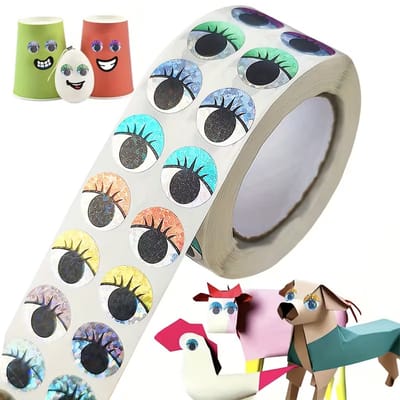 DW4Trading Stickerrol Gekleurde Oogjes 500 Stuks Sluitstickers Ø 1,3 cm