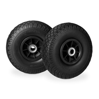 4x steekwagenwiel - 3.00-4 - rubberband - kogellager - 20 mm as - zwart