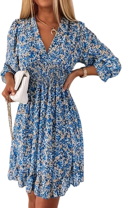 Livano Zomerjurk Dames - Zomerjurken - Volwassen - Jurk - Ibiza Stijl - Sundress - Blauw - Maat S