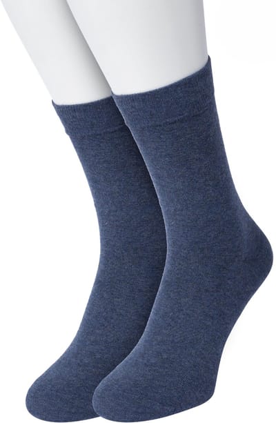 Bonnie Doon Basic Sokken Dames Jeans Blauw maat 36/42 - 2 paar - Basis Katoenen Sok - Gladde Naden - Brede Boord - Uitstekend Draagcomfort - Perfecte Pasvorm - 2-pack - Multipack - Effen - Gemeleerd - Denim - Jeans Heather - OL834222.108