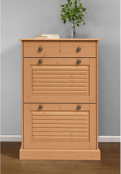 Mille Schoenenkast met 2 Kleppen en 1 Lade - Massief Grenenhout - 75 cm - Natuur