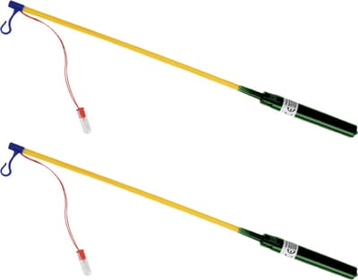 Tender Toys Lampionstokje - 2x - groen - met LED lichtje - 50 cm - Sint Maarten lopen - Lampionnentocht