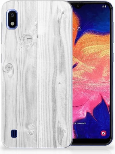Back Cover voor Samsung Galaxy A10 Bumper Hoesje White Wood