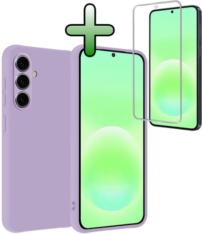 Hoesje Met Screenprotector - Geschikt voor Samsung Galaxy A57 - Sterk & Shockproof - Back Cover - Siliconen Case - Telefoon Hoes - Lila