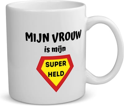 Akyol - mijn vrouw is mijn superheld koffiemok - theemok - Vriend/vriendin - super vrouw - valentijnsdag - verjaardag - cadeautje voor vriendin - kado - geschenk - 350 ML inhoud