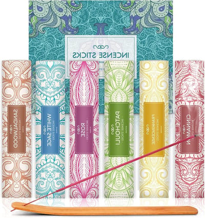 Set van 120 Wierookstokjes met Witte Salie, Sandelhout, Frankincense, Kaneel, Patchouli en Rozen voor Aromatherapie en Meditatie