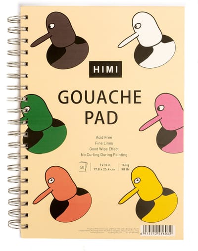 HIMI - Gouache Pad - Animal - 17.8 x 25.4 cm - ringband - 50 vellen - 160 gram - wit papier