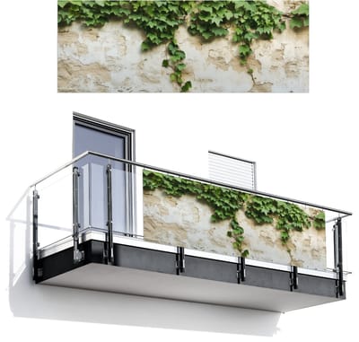 Balkonscherm 300x110 cm - Balkonposter Klimop - Muur - Groen - Balkon scherm decoratie - Balkonschermen - Balkondoek zonnescherm