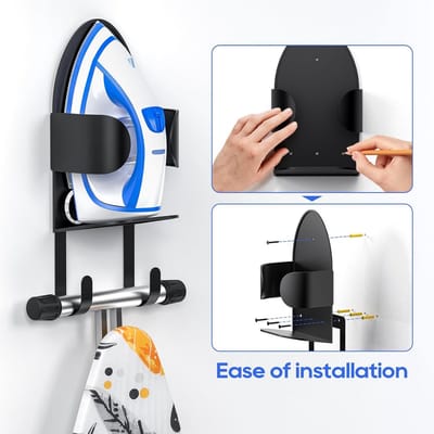 Strijkplank Hanger - Strijkijzerhouder Caddy - Wasruimte Organiseren - Universele Pasvorm - 15 x 10 x 47 cm - Zwart
