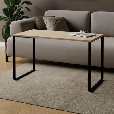 AKKE CRESPO Salontafel Industrieel Modern Rechthoekig Laminaatblad Met Metalen Frame Woonkamer Coffee Table Bijzettafel Esdoorn 70x50cm